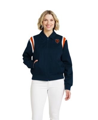 Women's Navy Chicago Bears Shoulder Stripe Twill Full-Zip Jacket