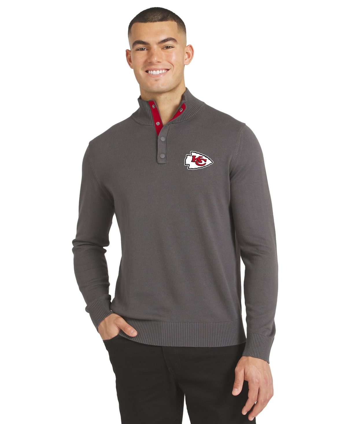 J. Palmer Men's Charcoal Kansas City Chiefs Sideline Quarter-Snap Sweater - Charcoal