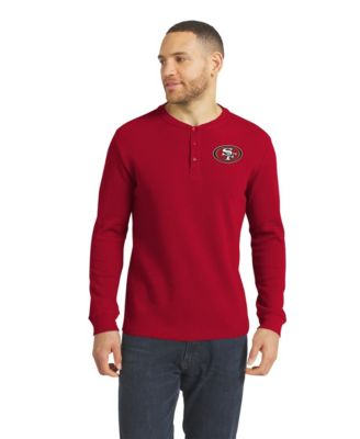 Men's Scarlet San Francisco 49ers Waffle-Knit Henley Long-Sleeve T-Shirt