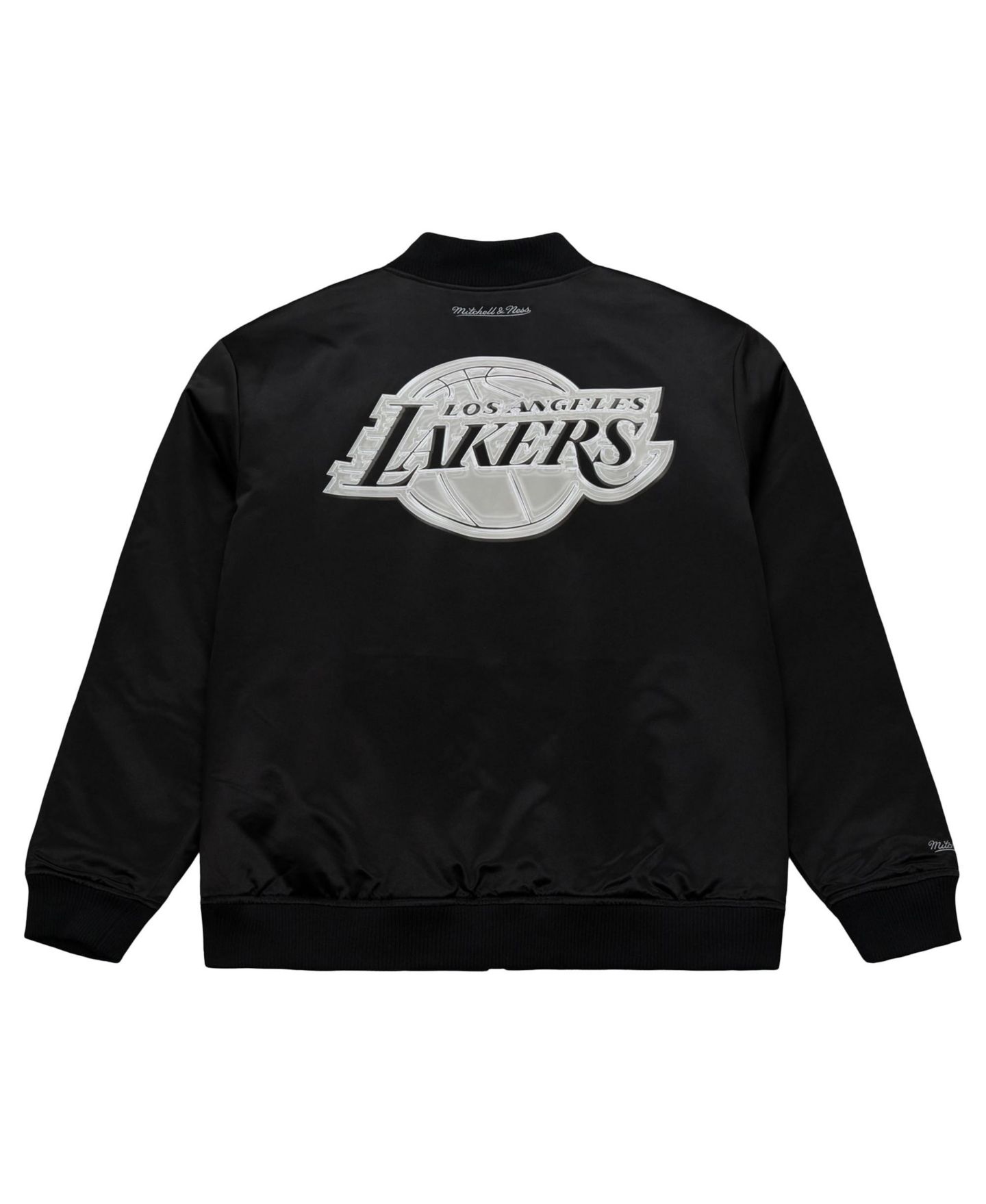 Мужская куртка Mitchell & Ness Black Los Angeles Lakers Chrome Satin Bomber Full-Zip — фото 3