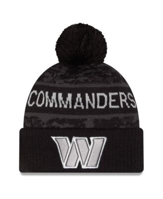 Men's Black Washington Commanders 2026 Salute To Service Cuffed Knit Hat with Pom