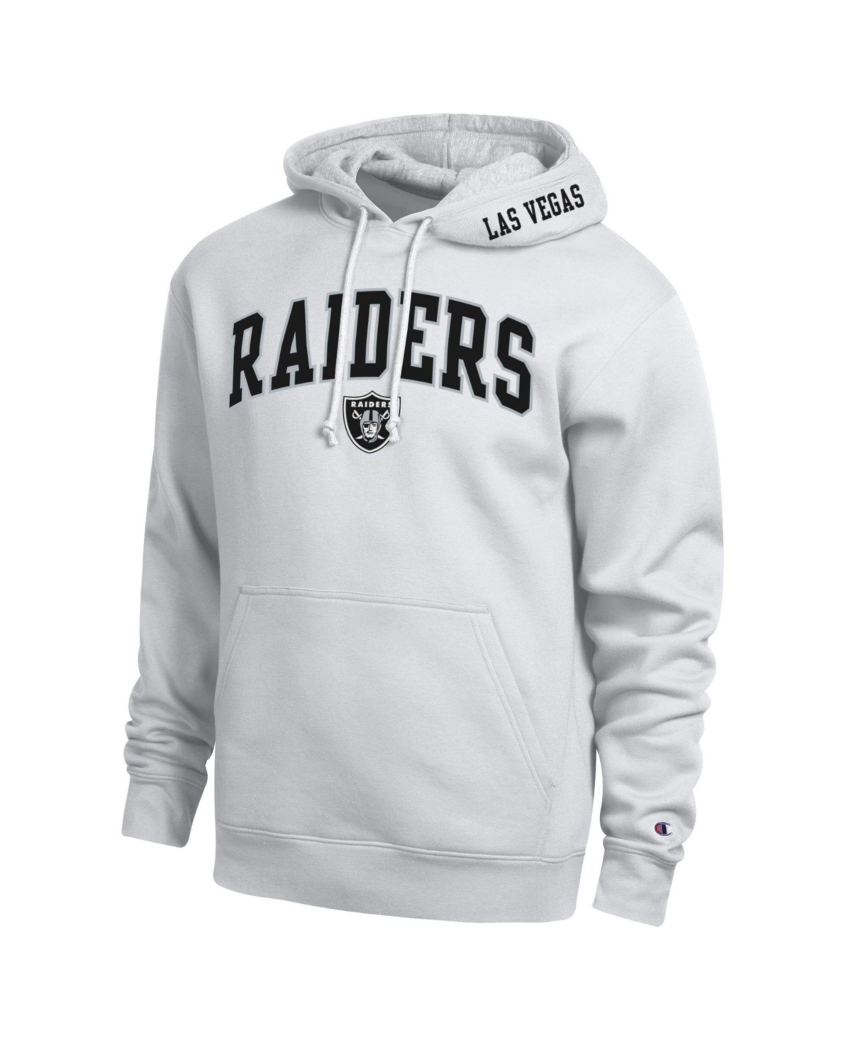 Champion Men's White/Heather Gray Las Vegas Raiders Contrast Hoodie - White, Heather Gray