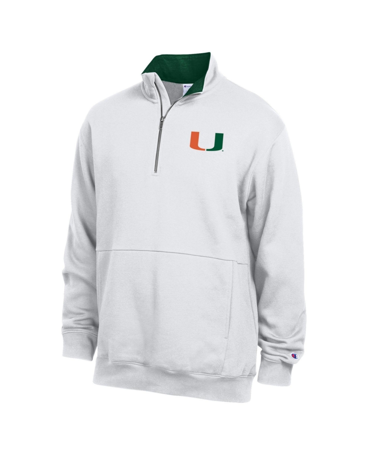 Champion Men's White Miami Hurricanes Fleece Quarter-Zip Pullover - White