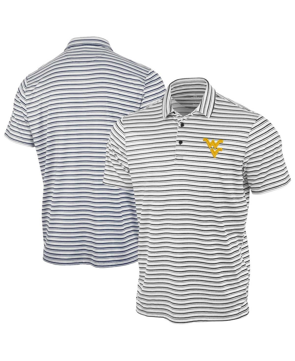 Antigua Men's Navy West Virginia Mountaineers Space Stripe Polo Shirt - Navy