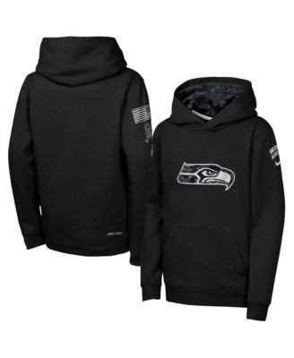 Big Boys' and Girls' Black Seattle Seahawks 2026 Salute to Service Club Fleece Pullover Hoodie