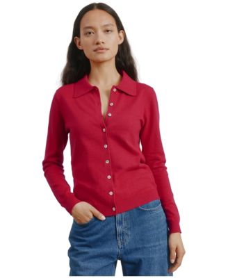 Women's Button-Front Fitted Polo Top