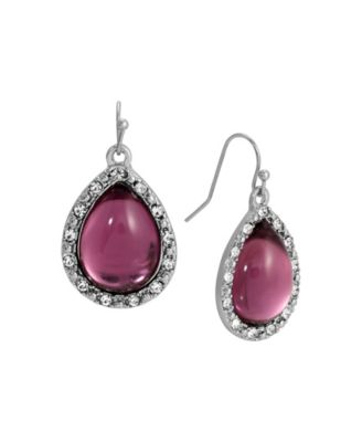 Silver-Tone Crystal Teardrop Earrings