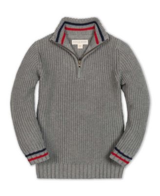 Toddler Boys' 2T-5T Cardigan Stitch Organic Cotton Mock-Neck Half-Zip Sweater