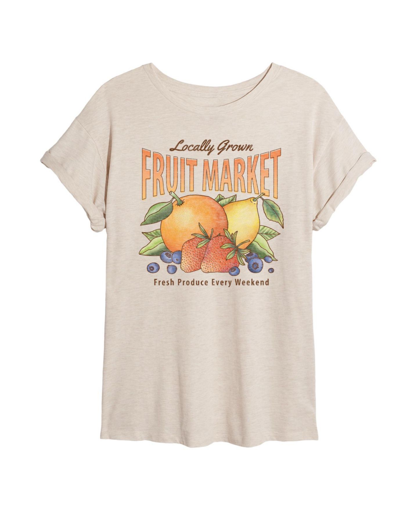 Женская футболка Instant Message Juniors' Locally Grown Fruit Relaxed-Fit Graphic, цвет: Берёзовый — фото 4
