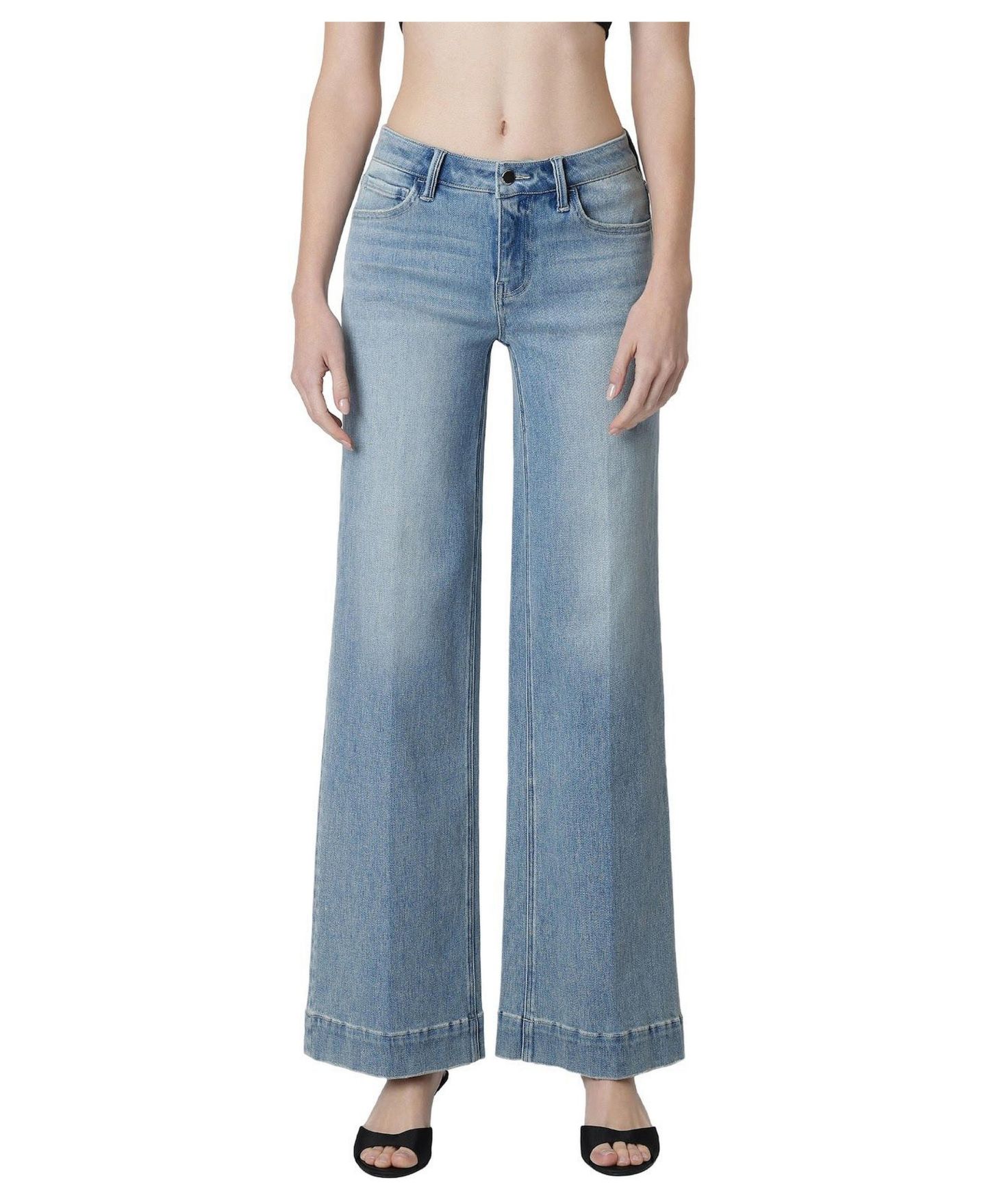 Женские джинсы Flying Monkey Unrivaled Mid-Rise Wide-Leg Trouser-Hem, цвет: Пастельный синий — фото 1