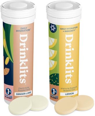 Ginger-Lime and Lemon Flavored Hydration Tablets  2 Tubes 20 Servings