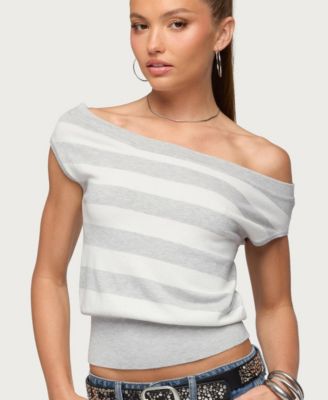 Women's Hettie Off-the-Shoulder Striped Short-Sleeve Top