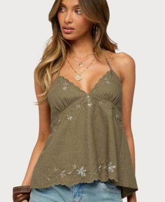 Women's Nadine V-Neck Sleeveless Embroidered Tank
