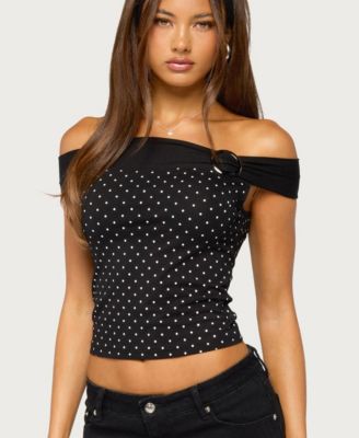 Women's Eela Off-the-Shoulder Sleeveless Polka-Dot Top