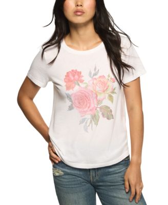 Women's Love Is The Answer Roses Floral Graphic Crewneck Short-Sleeve T-Shirt