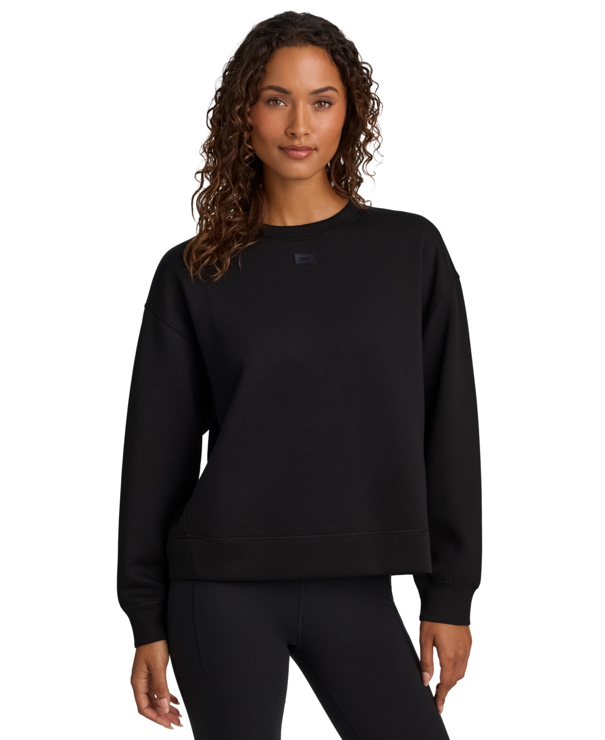 Reebok Women's Relaxed-Fit Double Knit Crew Sweatshirt - Black
