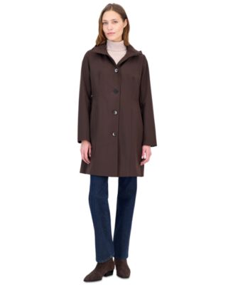 Women's Hooded Button-Front Knit Collar Coat, Created for Macy's 