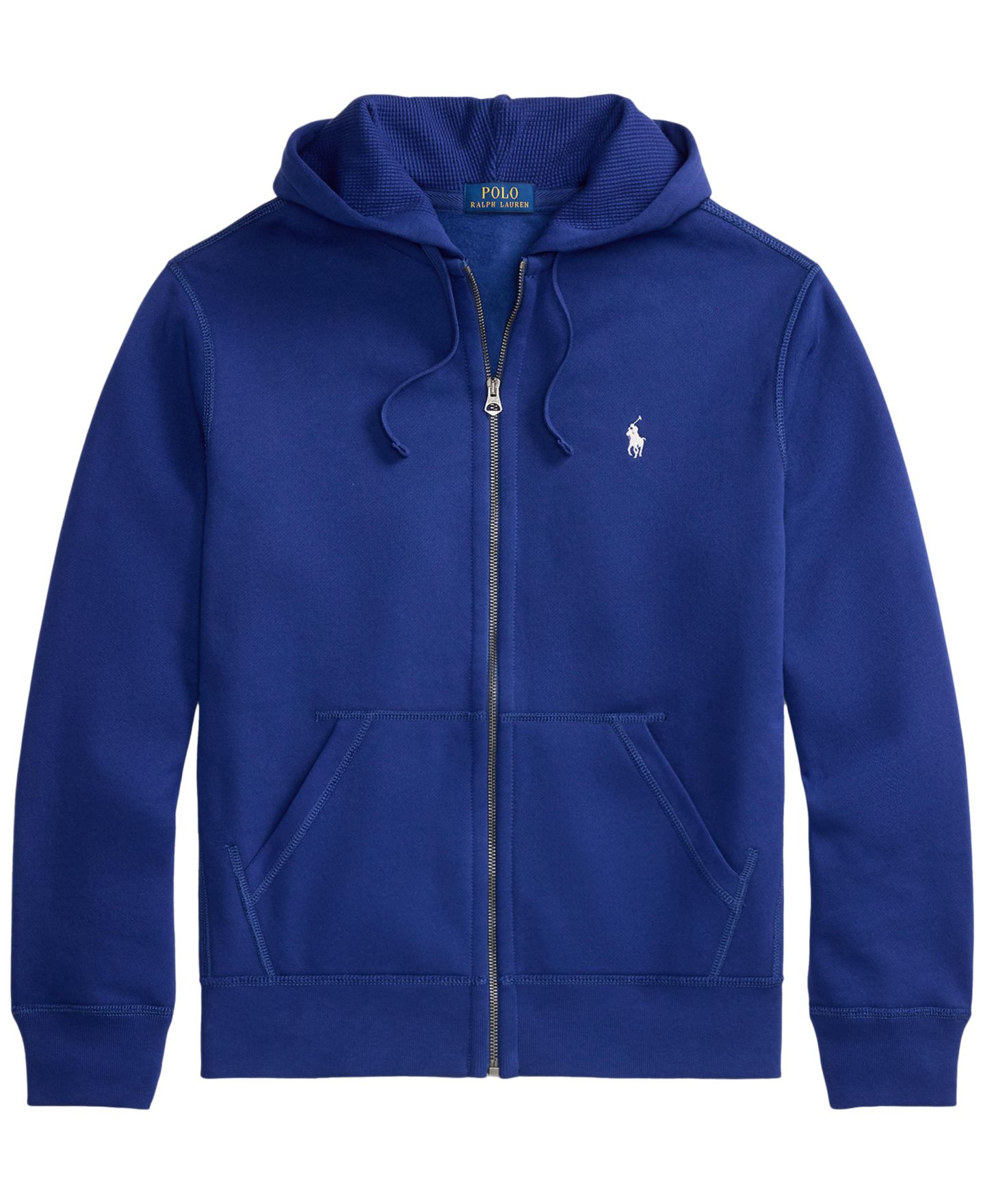 Мужское худи Polo Ralph Lauren Fleece Full-Zip Waffle-Knit, цвет: Синий — фото 5