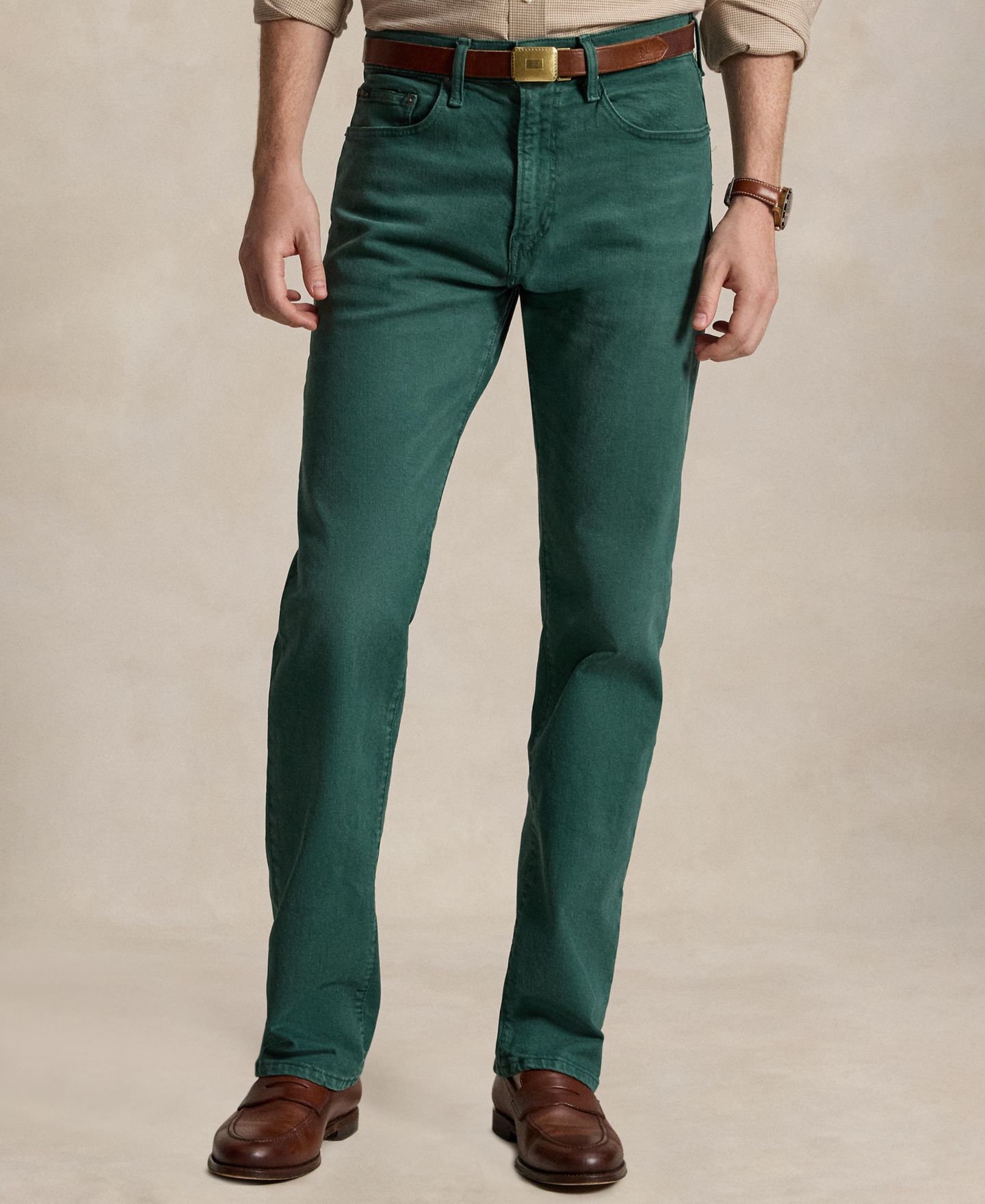 Мужские джинсы Polo Ralph Lauren Hampton Straight Stretch, цвет: Зелёный — фото 1