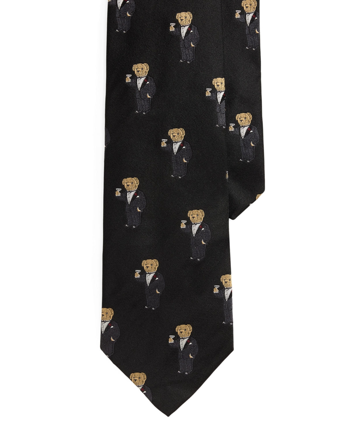 Polo Ralph Lauren Men's Graduate Martini Bear Classic Tie - Black