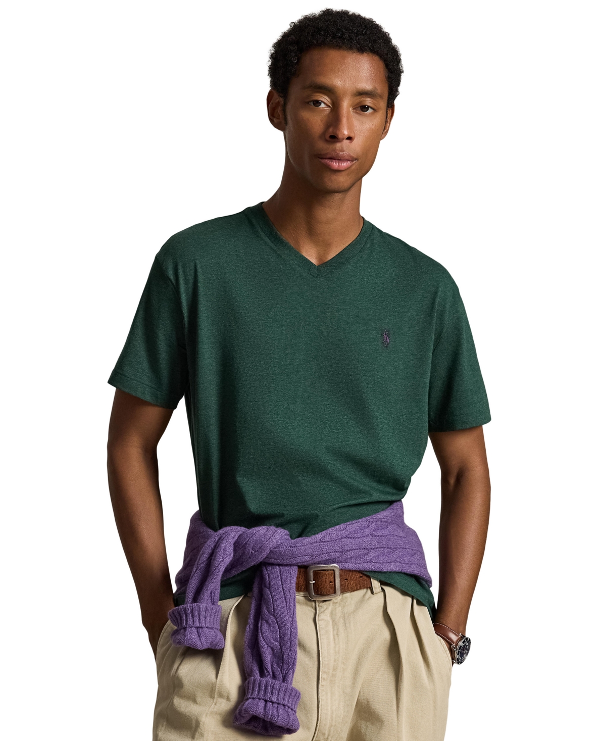 Polo Ralph Lauren Men's Classic-Fit V Neck T-Shirt - Scotch pine heather
