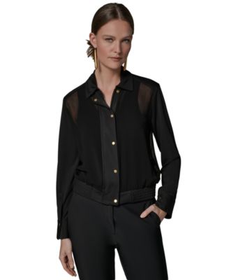 Petite Mix Media Zipper Jacket