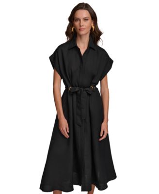  Women's Grommet-Trim Belted Midi Dress