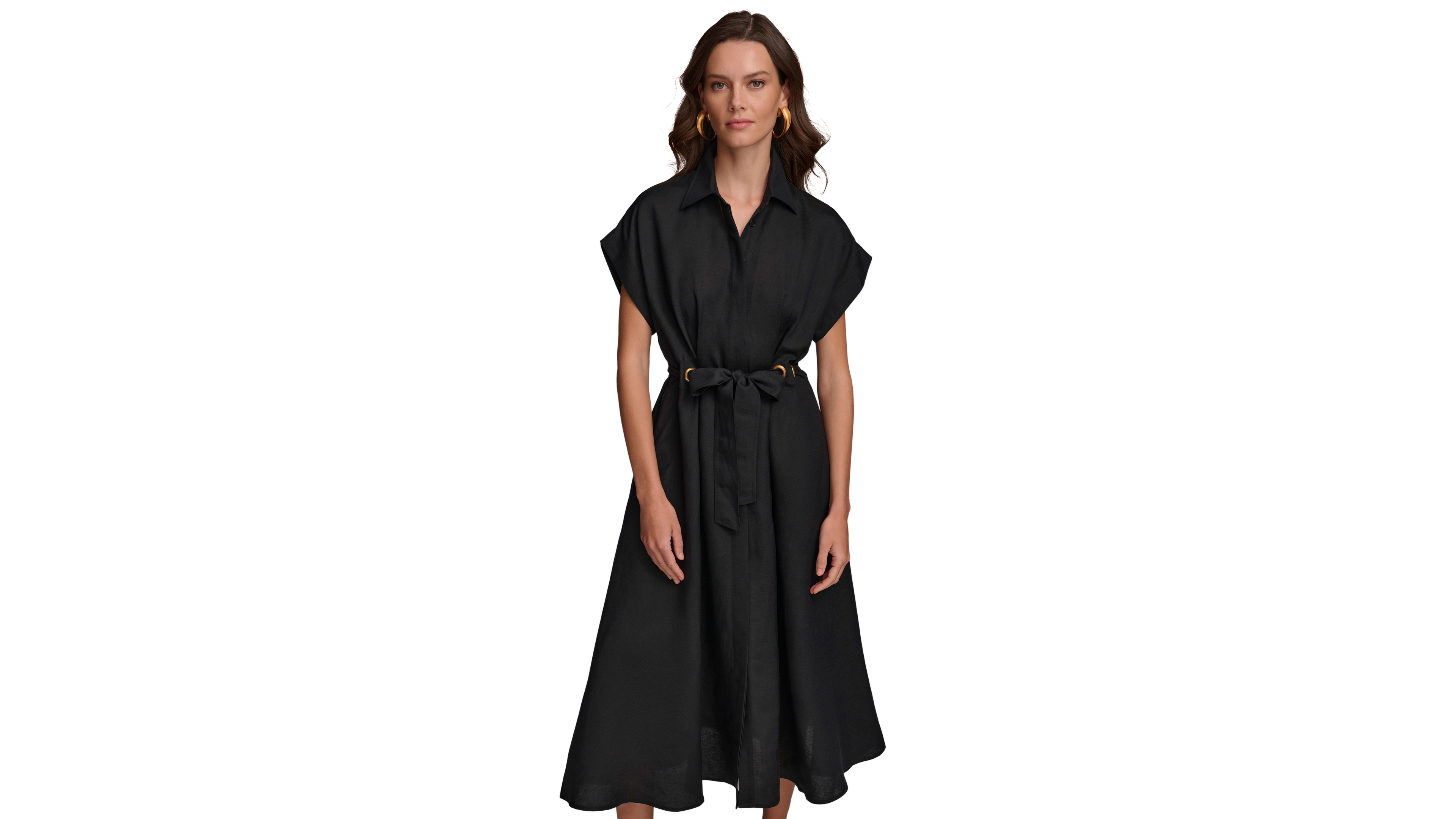 Donna Karan New York Women's Grommet-Trim Belted Midi Dress