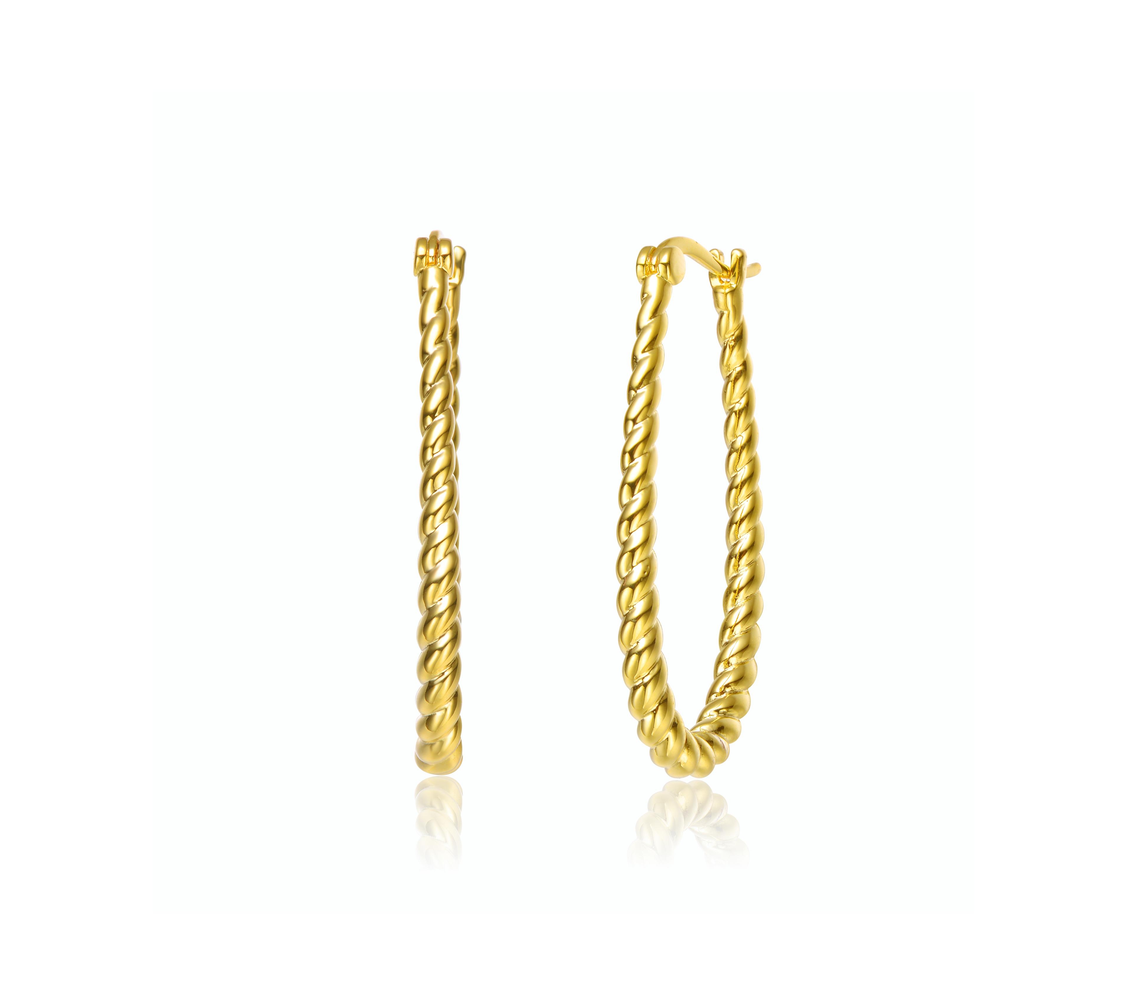 14K Gold Plated "U" Large Hoop Earrings