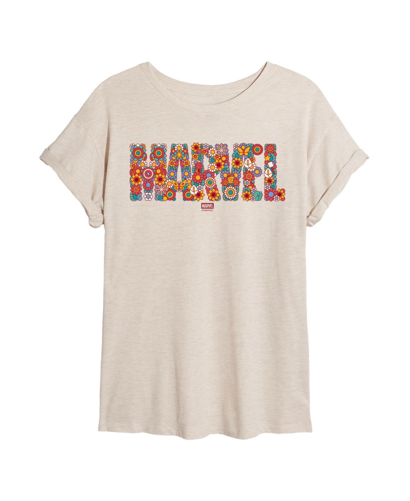 Женская футболка Marvel Avengers Floral Graphic Relaxed-Fit, цвет: Берёзовый — фото 4