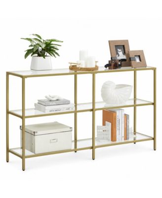 51.2 inches Glass Console Table with 3 Shelves and 88 lb Capacity