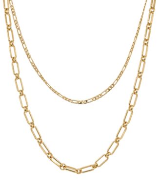 15.25" and 17.5" + 2" extender Gold Plated Multi Chain Layered Necklace