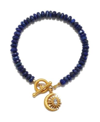Trust Your Light Celestial Lapis Beaded Toggle Bracelet in 18K Gold Plated