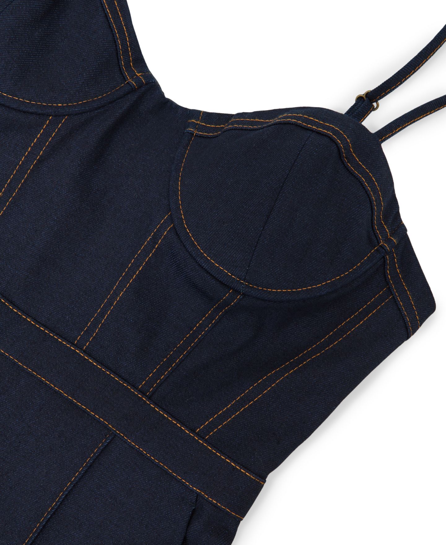 Женский комбинезон REISS Macey Sweetheart Neck Corset-Style Wide-Leg Denim, цвет: Индиго синий — фото 4