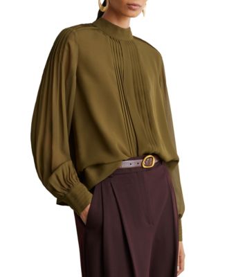 Women's Ottilie Long-Sleeve Mock-Neck Tie-Back Blouse
