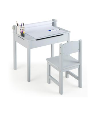 Wooden Kids Table and Chair Set with Flip-Top Storage Tabletop