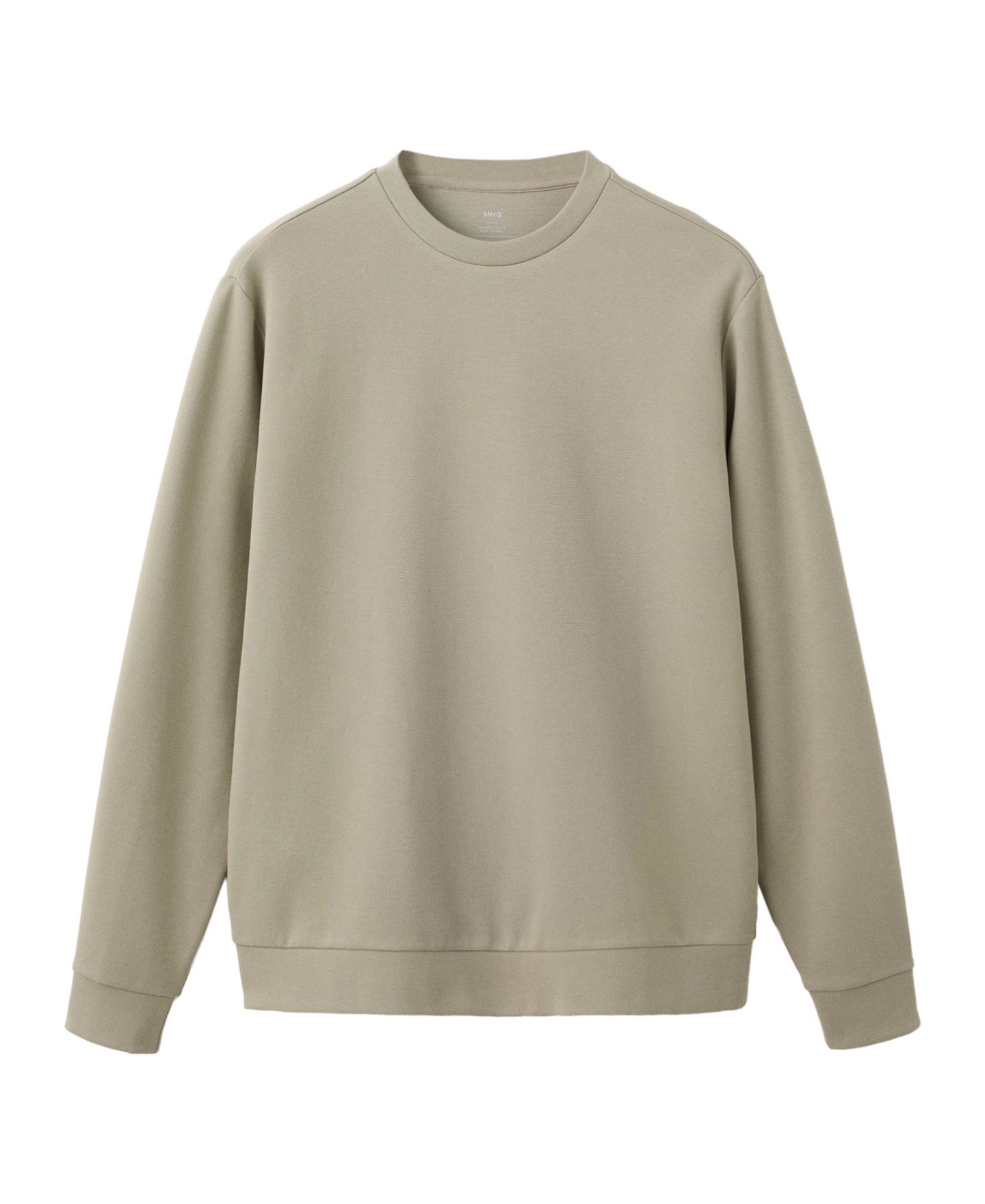 Мужская толстовка Mango Varese Crewneck Ribbed, цвет: Светлый пастельный серый — фото 1