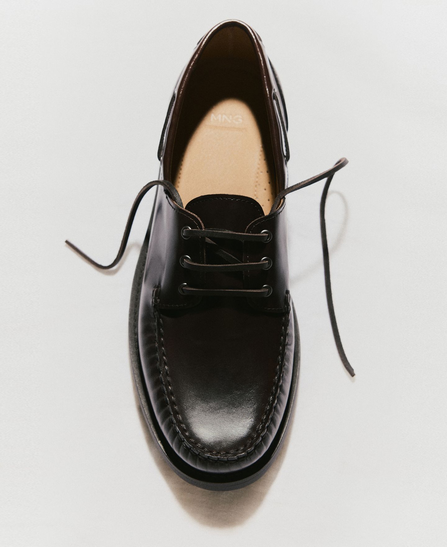 Мужские туфли Mango Nautilea Leather Round Toe Lace-Up Boat, цвет: Коричневый — фото 4
