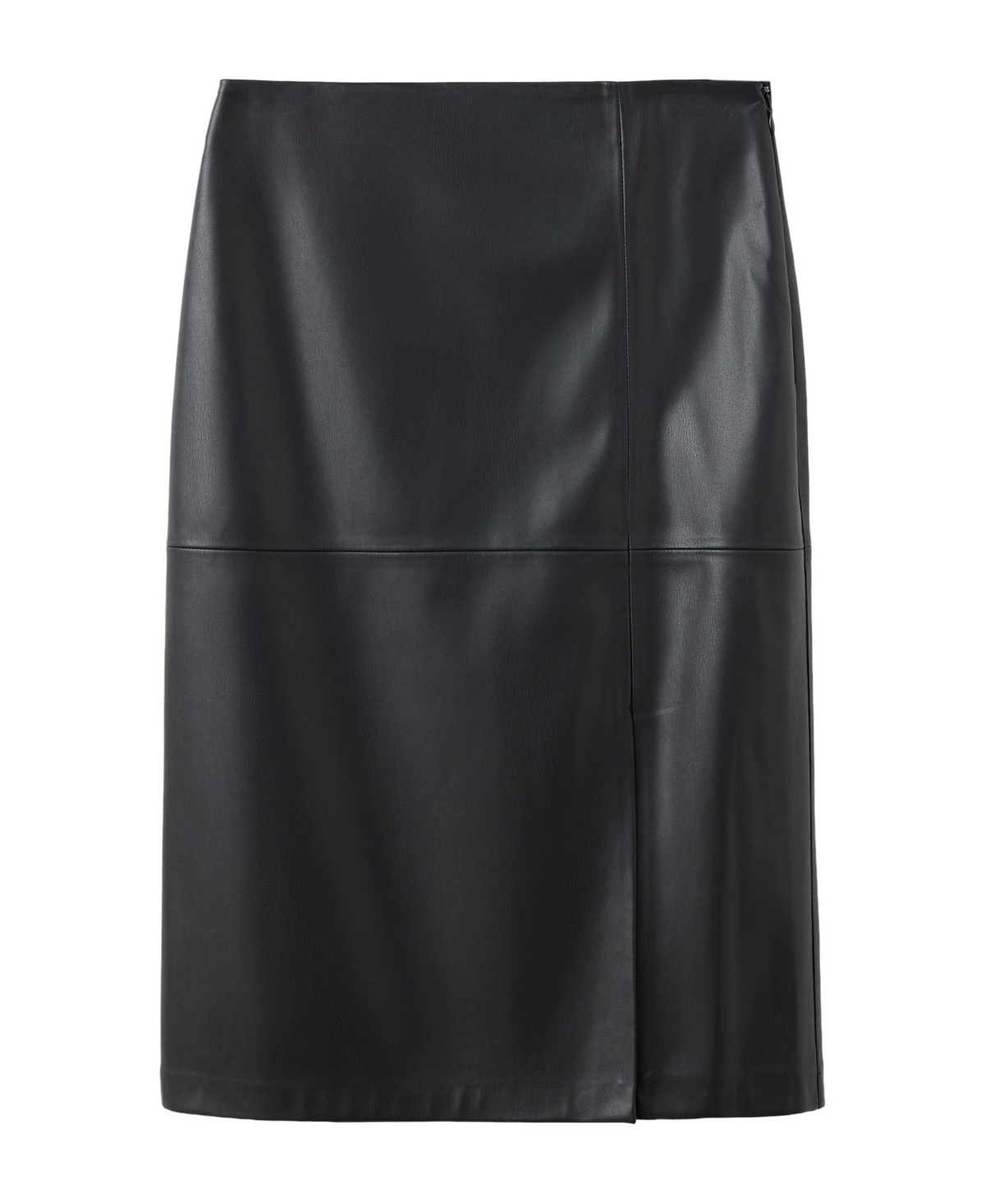 Mango Women's High-Waisted Straight Slit Faux Leather Skirt - Black