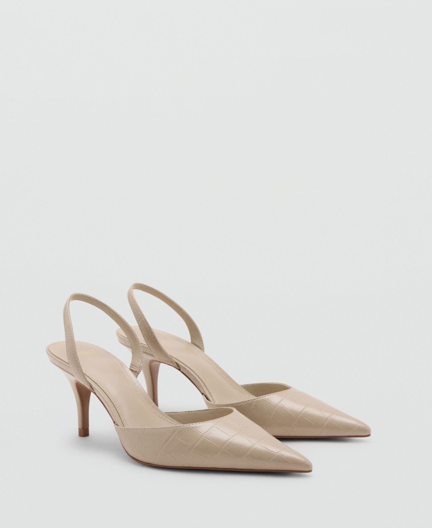 Женские туфли Mango Coconut-Toe Faux Leather Slingback Pointed-Toe, цвет: Экрю — фото 2