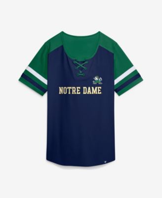 Women's Navy Notre Dame Fighting Irish Power Play Athena Lace-Up T-Shirt