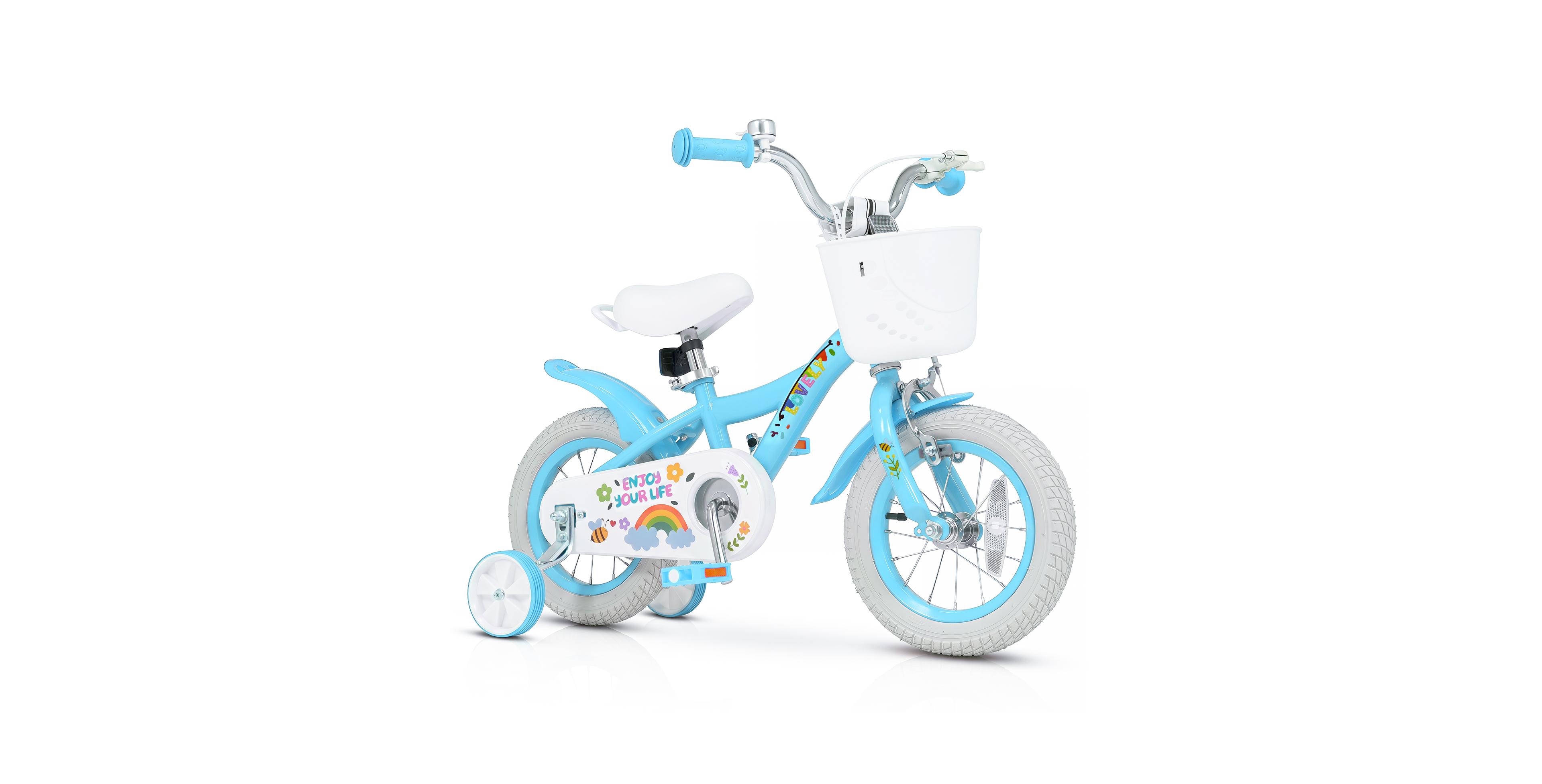 Costway 12" Girls Bike with Removable Training Wheels and Front Basket, 110 lb. Capacity, Ages 3-8
