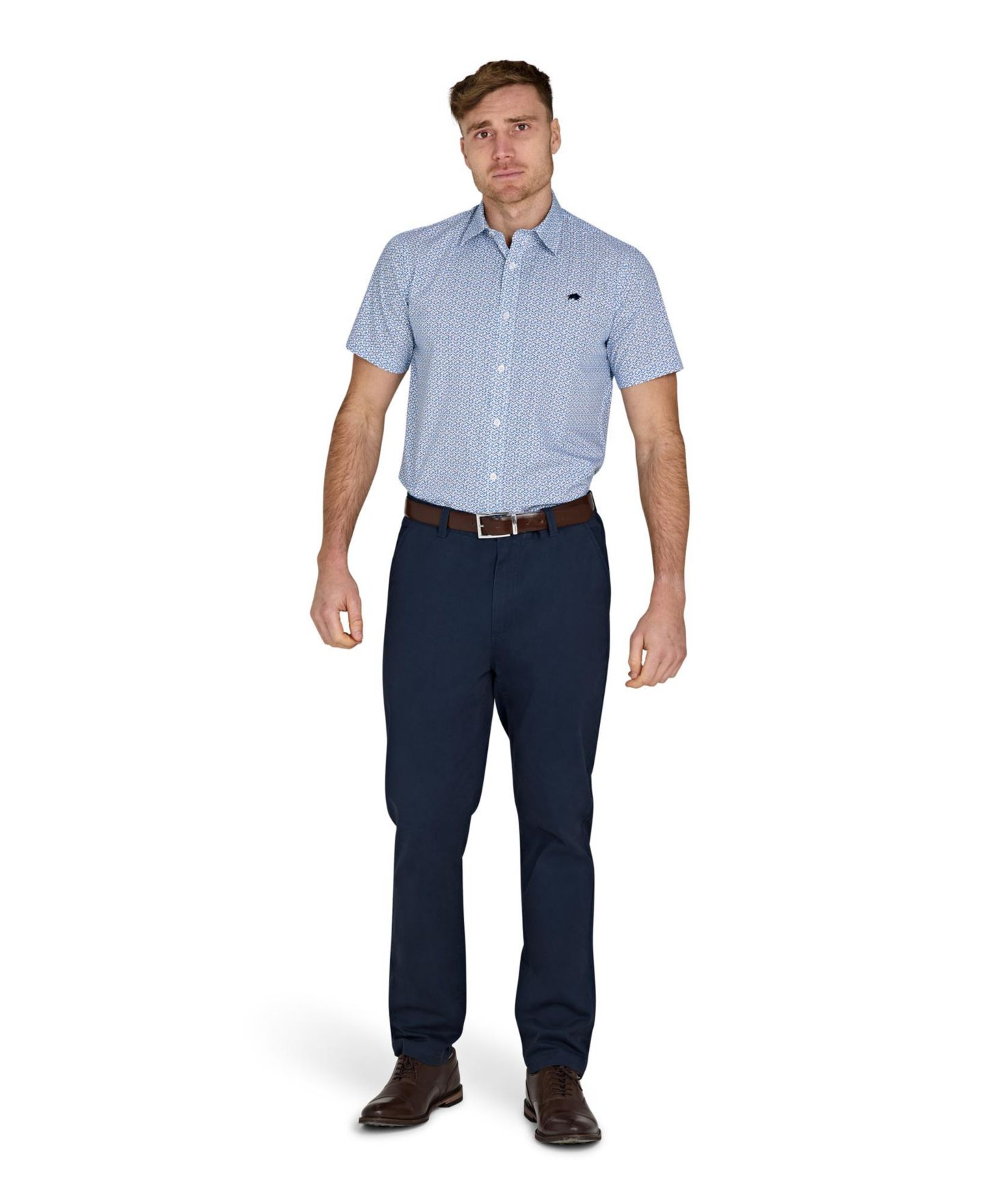 Мужская рубашка Raging Bull Short Sleeve Cotton Poplin, цвет: Синий — фото 6