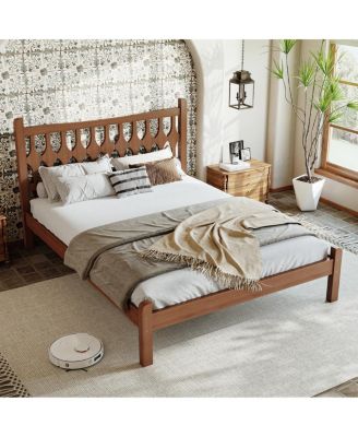 Full Size Bamboo Platform Bed with Diamond Headboard