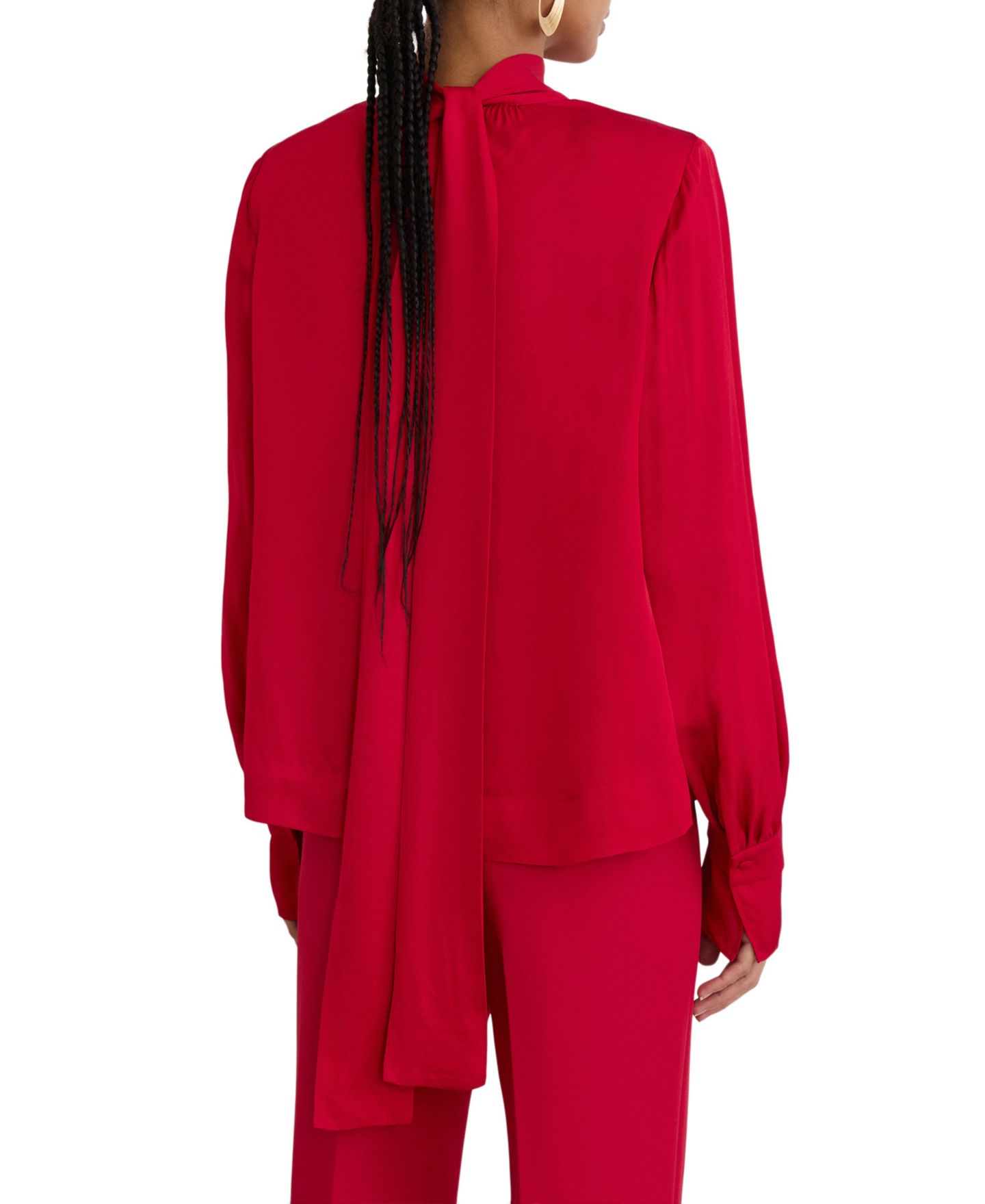 Женская блузка REISS Kenny High-Neck Long-Sleeve Keyhole, цвет: Красный — фото 2