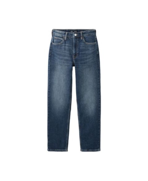 Женские джинсы Mango Newmom High-Rise Straight-Leg, цвет: Тёмный синий