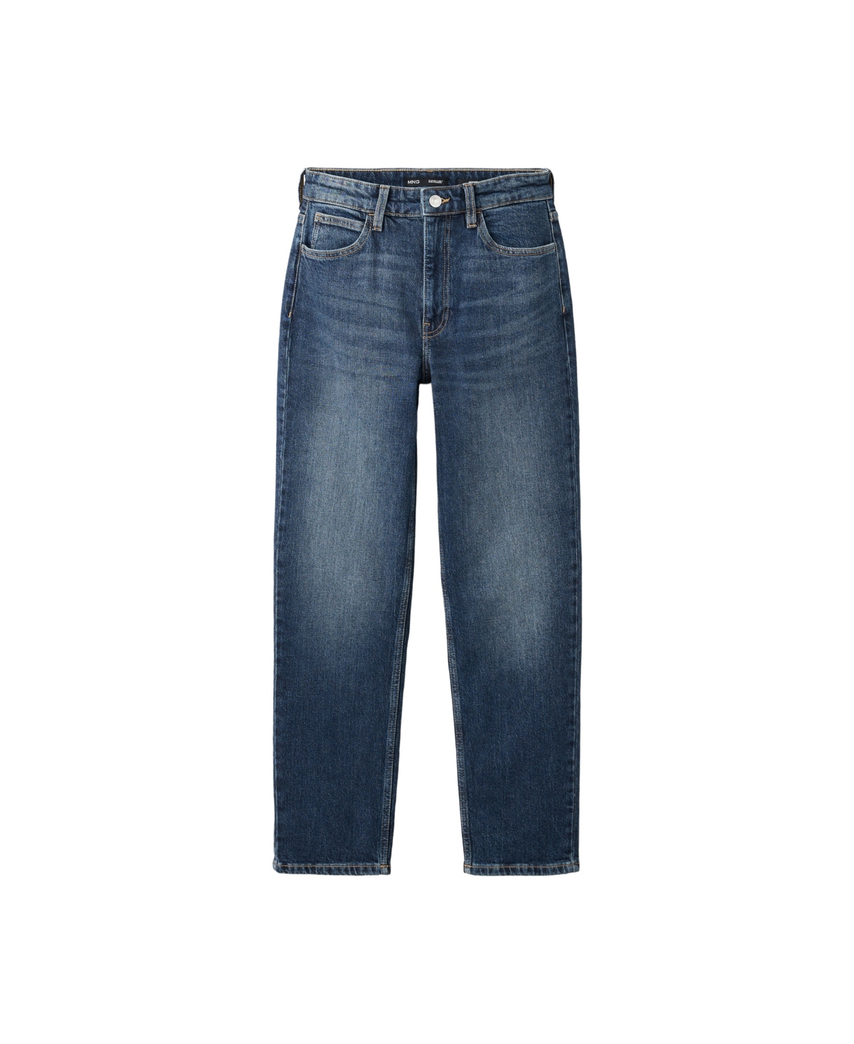 Mango Women's Newmom High-Rise Straight-Leg Jeans - Dark Blue