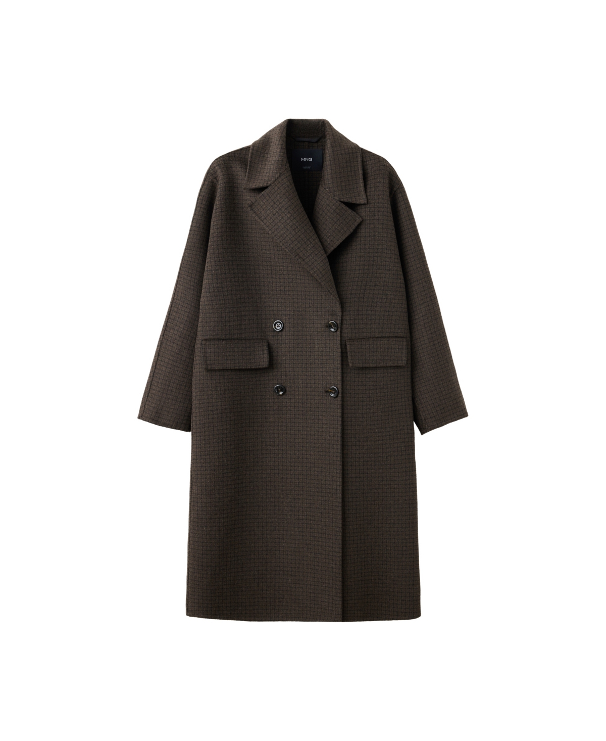 Mango Women's Picarol Double-Breasted Handmade Wool-Blend Coat - Chocolate