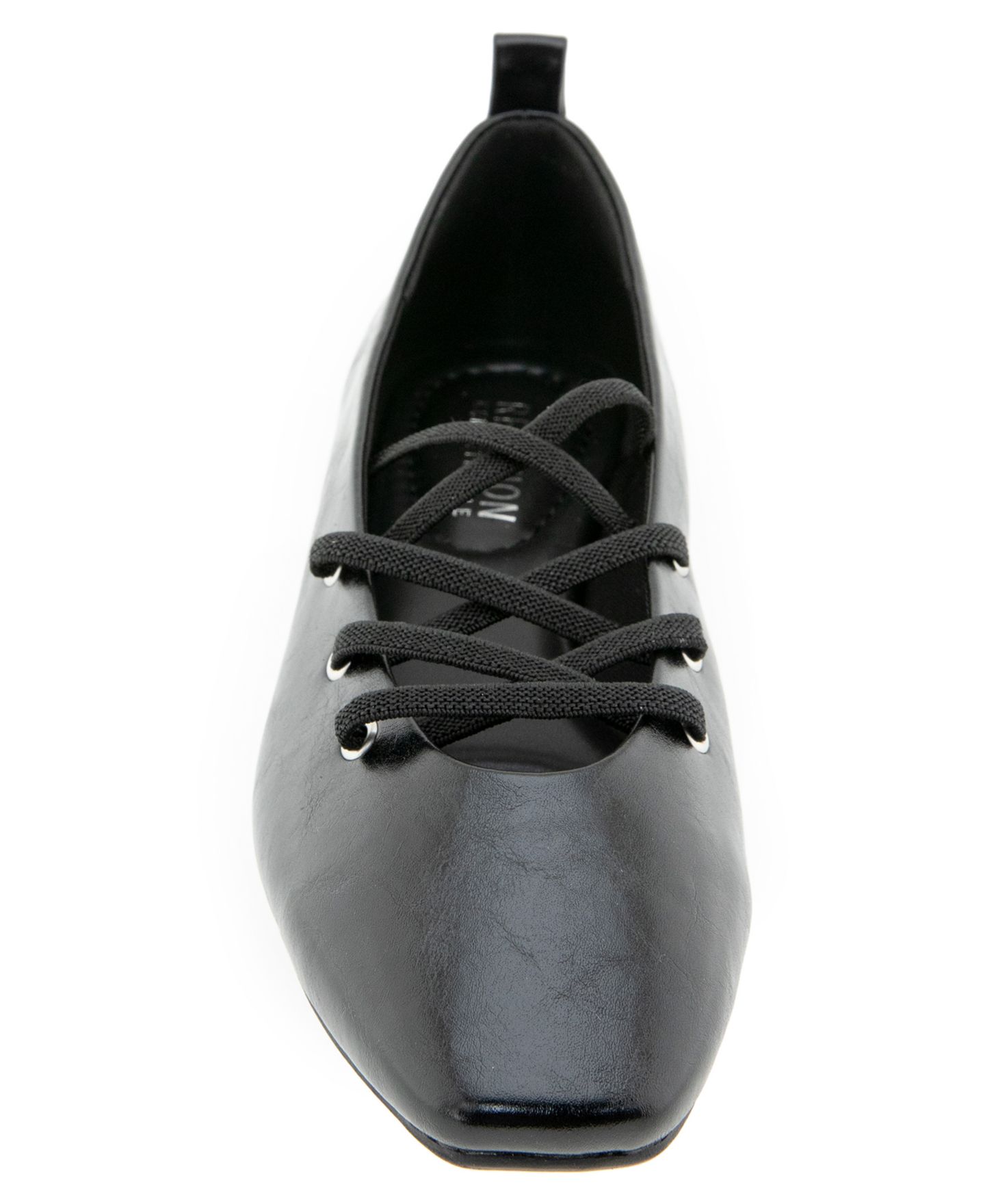 Женские балетки Kenneth Cole Reaction Maxima Square Toe Lace-Up Faux Leather Ballet, цвет: Чёрный — фото 6