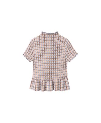 Women's Square Textured Mock Neck Short-Sleeve Lightweight Sweater